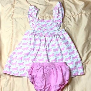 Hatley Horses Ruffle Dress & Bloomer Set